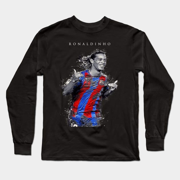 Ronaldinho in abstract art Long Sleeve T-Shirt by Yopi